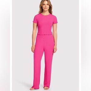 Nuuds Fuschia Mini Rib Pajama Pant Set